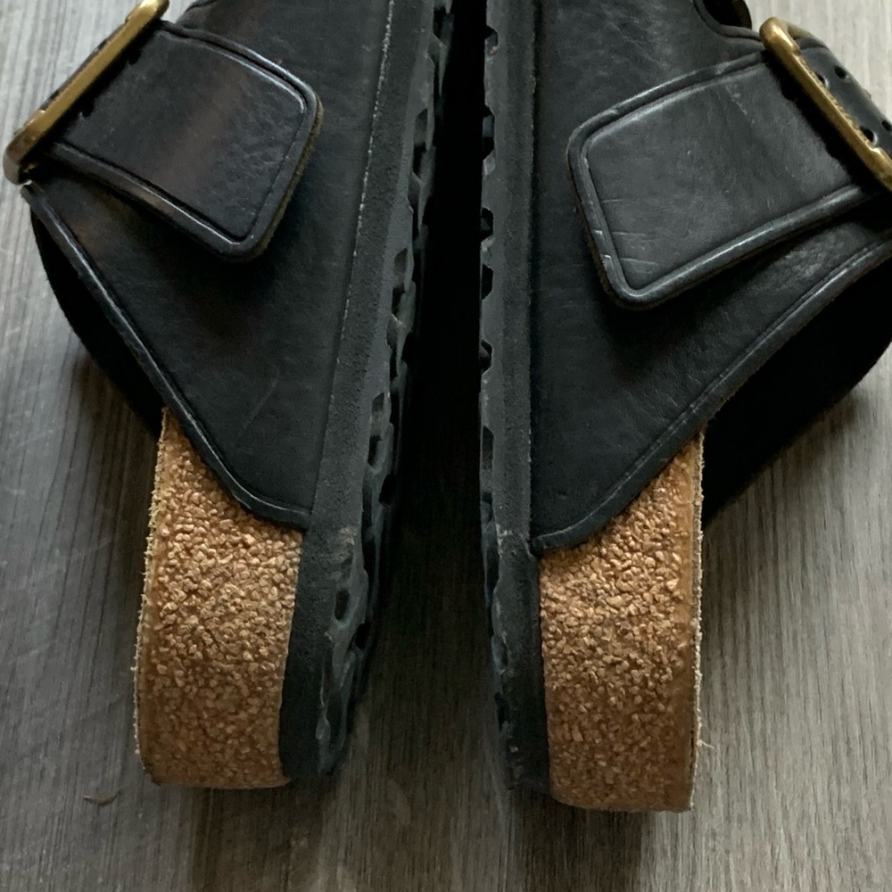 Birkenstock Arizona Bold Leather Two Straps in Black Sandals Size 39 - Picture 7 of 15